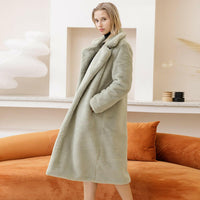 Female Winter Plush Thick Warm Loose Women Faux Rabbit Fur Coat.