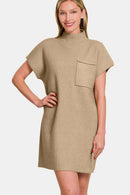 Zenana Short Sleeve Sweater Mini Dress.