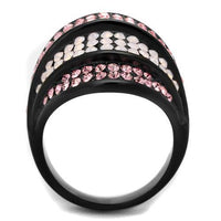 IP Black(Ion Plating) Stainless Steel Ring With Top Grade Crystal in Multi Color