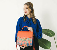 SIMONE - Red Print Vegan Leather Handbag.