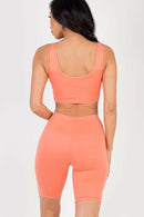 Solid Color Crop Tank Top & Biker Shorts Active Set (CAPELLA)