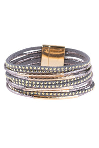 Multiline Leather Magnetic Bracelet