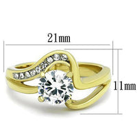 TK1702 Two-Tone IP Gold (Ion Plating) Stainless Steel Ring With AAA Grade CZ in Clear.