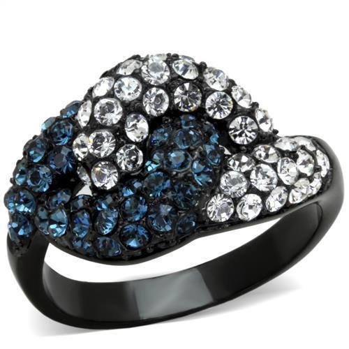 Black(Ion Plating) Stainless Steel Ring With Top Grade Crystal in Montana