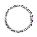 .925 Sterling Silver 9 1/2 Cttw Alternating Oval Amethyst and White Diamond Accent Link Tennis Bracelet (I-J Color, I3 C.