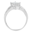 10K White Gold 1/3 Cttw Princess and Baguette Cut Diamond Bypass Style Cocktail Ring (I-J Color, I1-I2 Clarity).