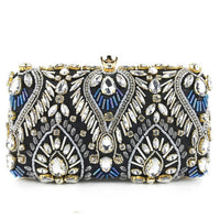 Clutch Handbag Luxury Diamond Rhinestone Clutch Bag Pearls Beaded Chain Handbags.