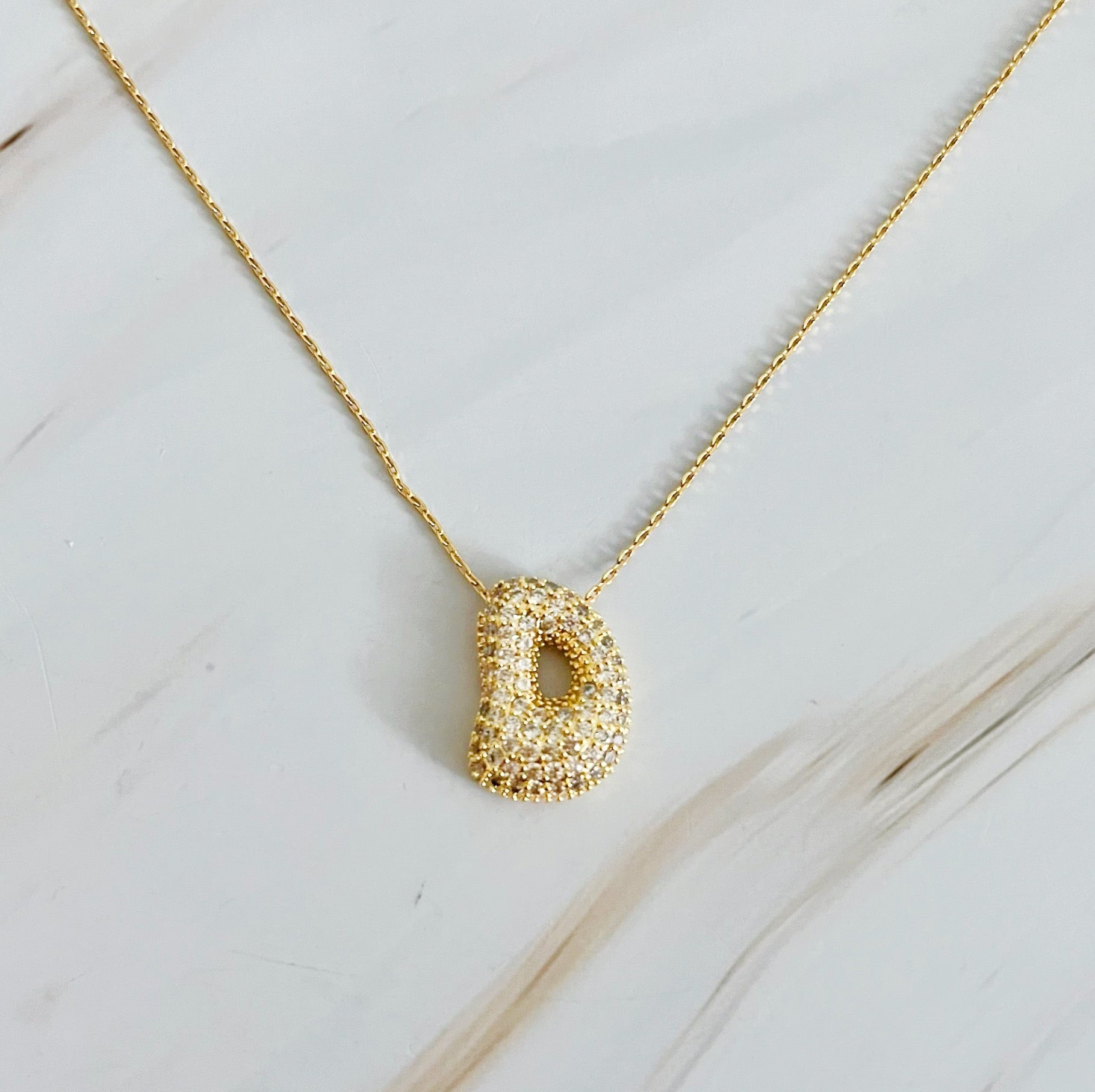 Crystal Bubble Initial Necklace.