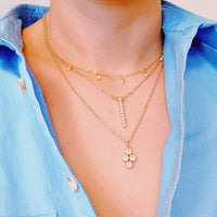 Bezel Crystals Layered Chain Necklace.