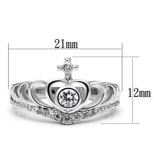 3W229 Rhodium Brass Ring With AAA Grade CZ in Clear