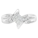 10K White Gold 1/3 Cttw Princess and Baguette Cut Diamond Bypass Style Cocktail Ring (I-J Color, I1-I2 Clarity).