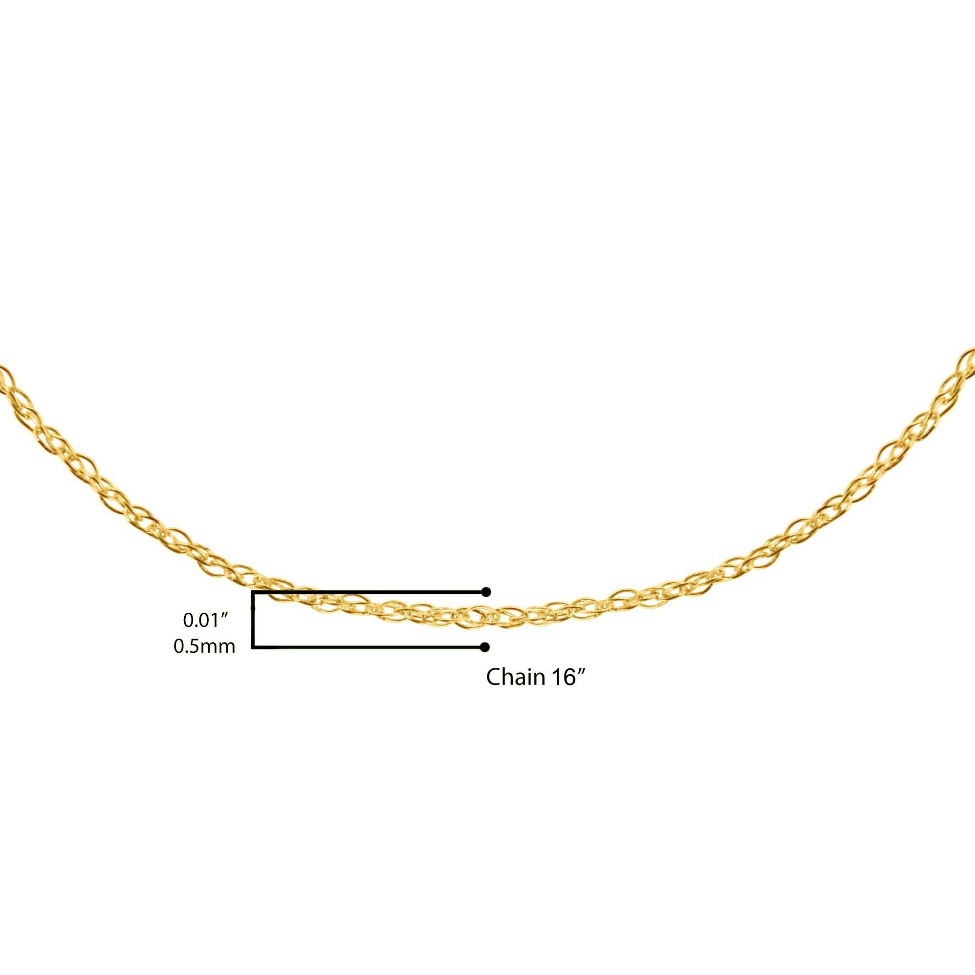 10K Gold 0.5 Mm Slender & Dainty Fine Rope Chain Necklace.