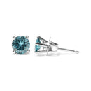 14K Gold 1/2 Cttw Aqua Blue Diamond Screw-Back 4-Prong Classic Stud Earrings (Color Treated, I2-I3).