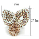 GL219 IP Rose Gold(Ion Plating) Brass Ring With Top Grade Crystal in Multi Color