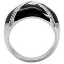 High Polished (No Plating) Stainless Steel Ring With Top Grade Crystal in Clear