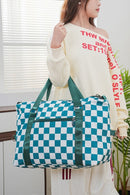 Zenana Checkered Multi-Pocket Travel Bag.