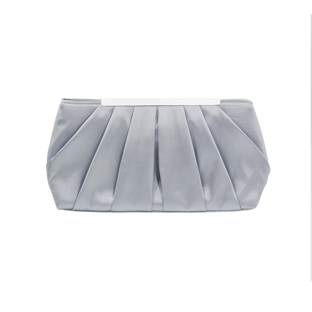 Pleated Satin Evening Handbag Clutch Detachable Chain Strap Cocktail Party Bag