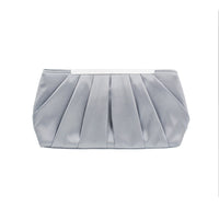 Pleated Satin Evening Handbag Clutch Detachable Chain Strap Cocktail Party Bag.