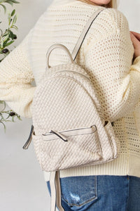 SHOMICO PU Leather Woven Backpack.