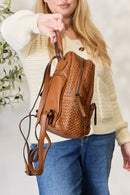 SHOMICO PU Leather Woven Backpack.