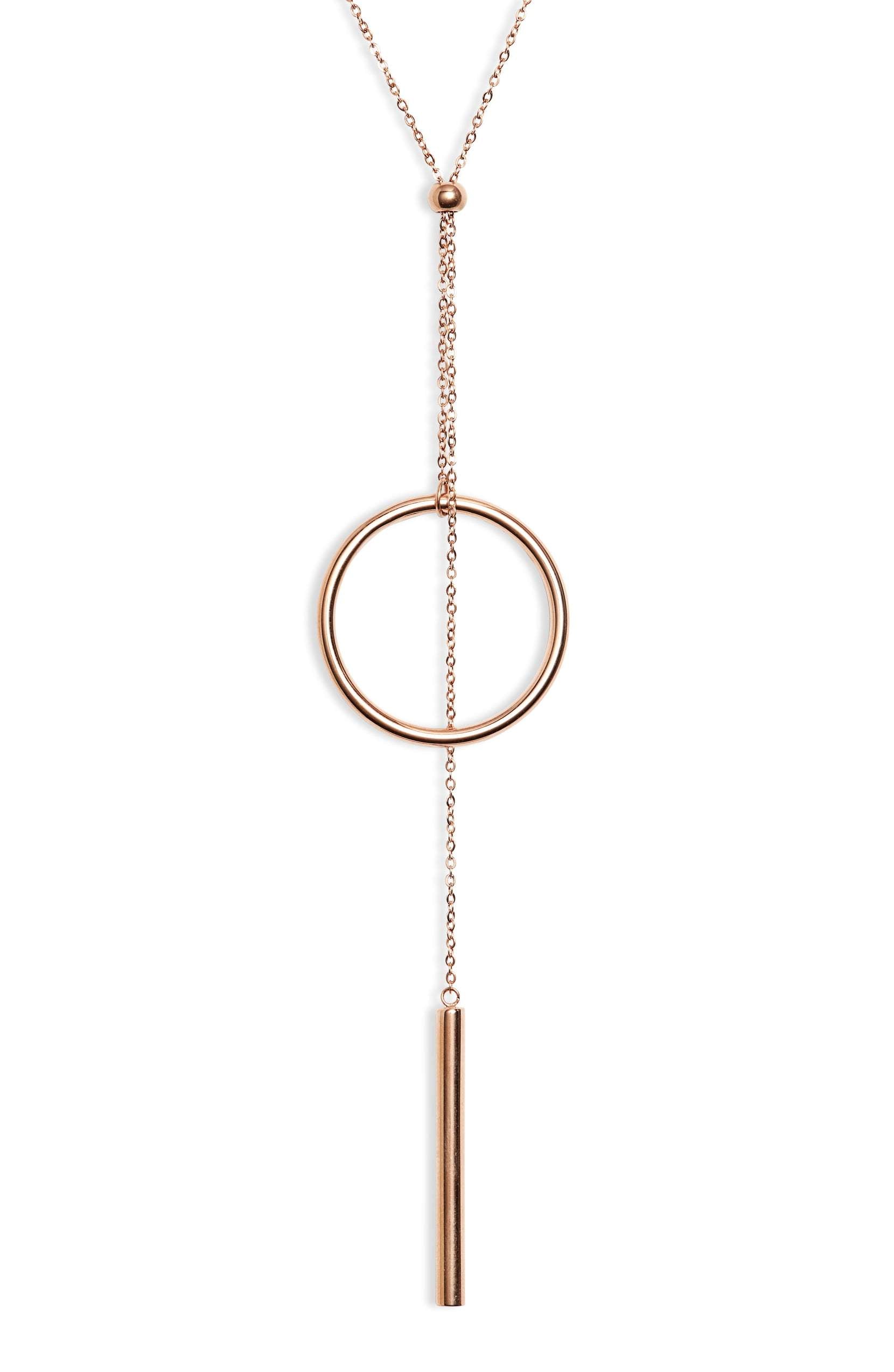 Long Drop Necklace - Rose Gold