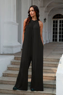 Double Take Full Size Tie Back Cutout Sleeveless Jumpsuit.