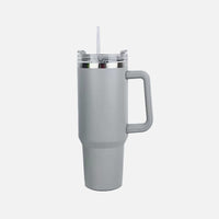 Stainless Steel Tumbler with Handle and Straw.