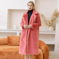 Female Winter Plush Thick Warm Loose Women Faux Rabbit Fur Coat.