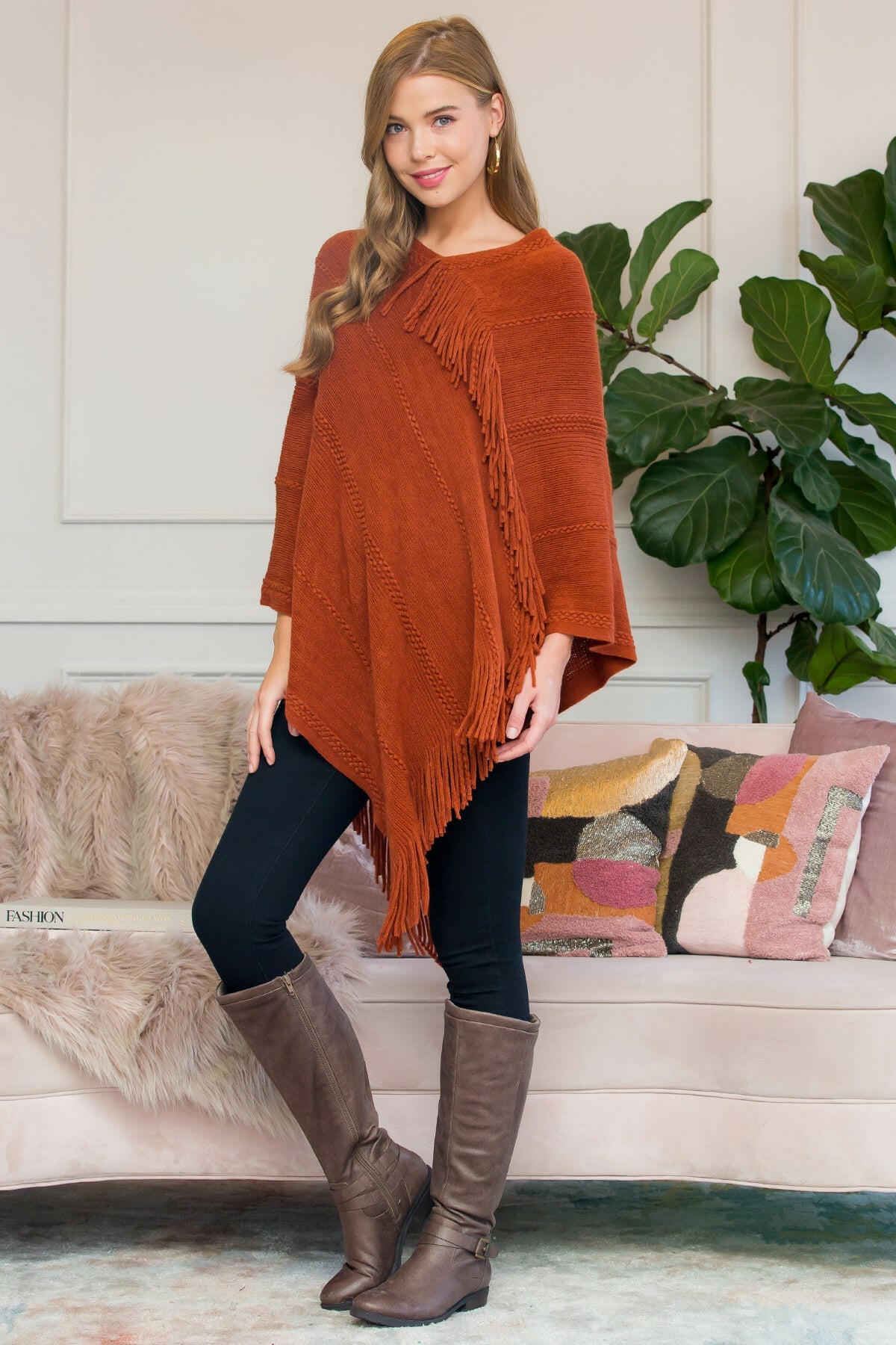 Asymmetric Fringe Poncho.