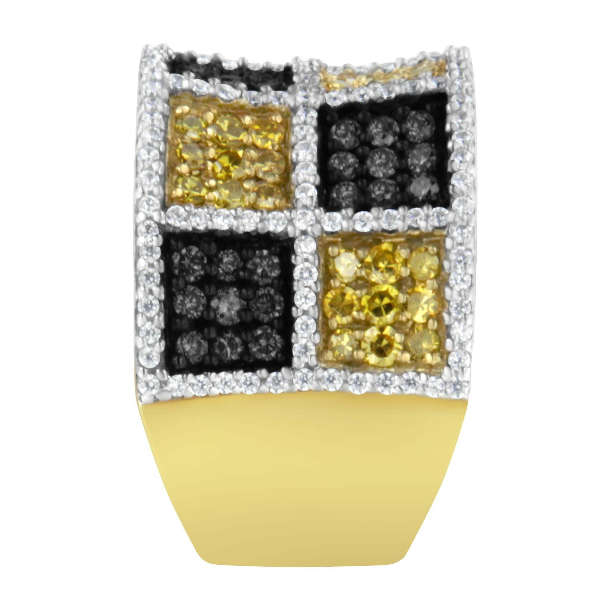 14KT Yellow Gold Champagne, Yellow and Round Diamond Band Ring (1 1/2 Cttw, H-I Color, I1-I2 Clarity).