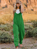 Double Take Full Size Sleeveless V-Neck Pocketed Jumpsuit.