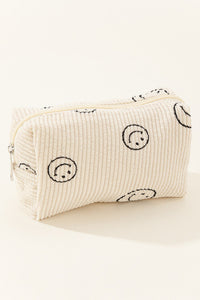 Zenana Smiley Face Corduroy Cosmetic Pouch.