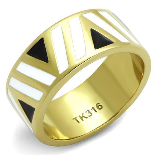 TK2037 IP Gold(Ion Plating) Stainless Steel Ring With Epoxy in Multi Color