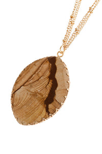 Natural Stone Wrap Oval Pendant Chain Necklace.