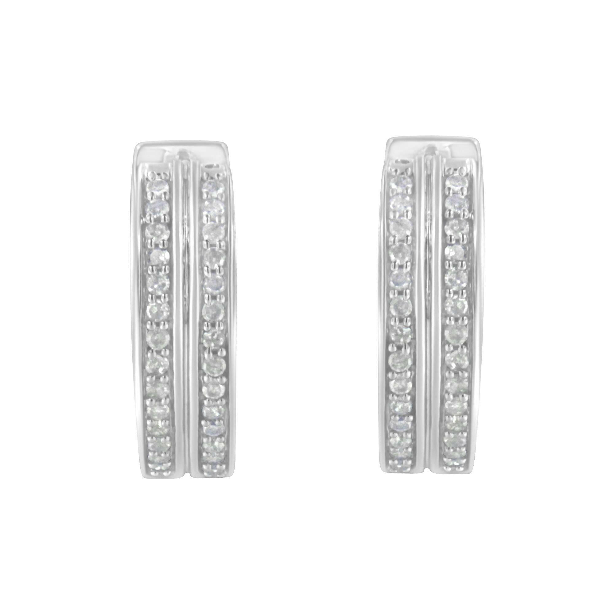 10K White Gold Diamond Hoop Earring (1/2 Cttw, I-J Color, I2-I3 Clarity).