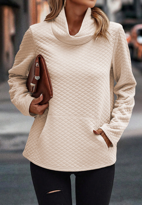 Textured Turtleneck Long Sleeve Sweatshirt.