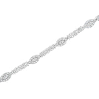 .925 Sterling Silver 1-1/2 Cttw Diamond Marquise Halo and Line Link Tennis Bracelet (I-J Color, I2-I3 Clarity) - 7-1/4".