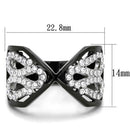 TK1644 Two-Tone IP Black Stainless Steel Ring With AAA Grade CZ in Clear