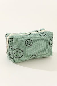 Zenana Smiley Face Corduroy Cosmetic Pouch.