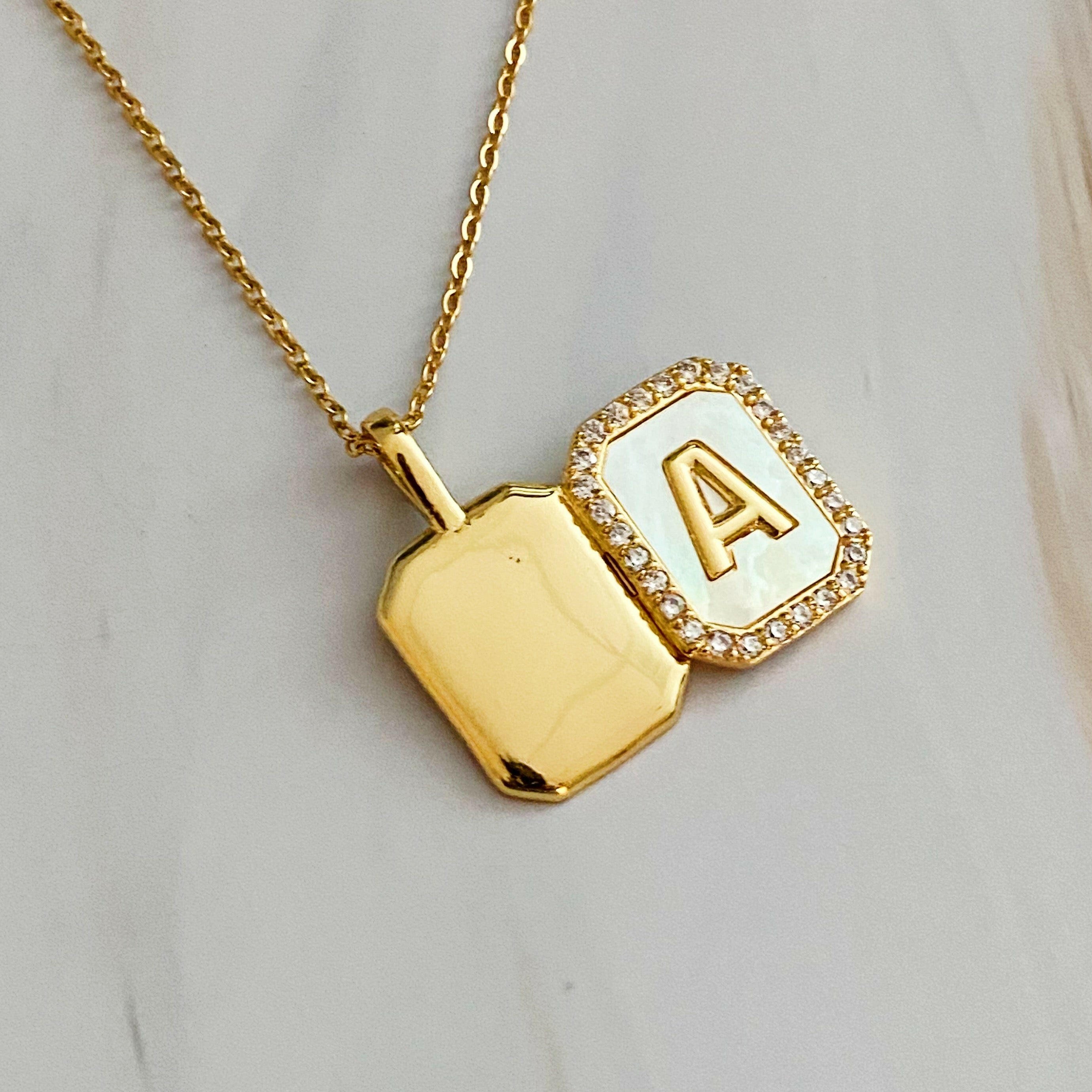 Initial Deco Open Locket Pendant Necklace.