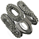 1W033 Ruthenium Brass Ring With Top Grade Crystal in Black Diamond.