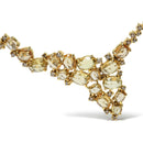 18K Yellow Gold 1/2 Cttw Brown Diamond and Multi-Size Oval Yellow Sapphire Cluster Cascade Station Necklace (Brown Color.