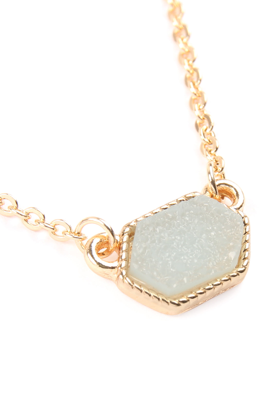 Druzy Hexagon  Necklaces With Stud Earrings