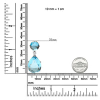 18K White Gold Diamond Accent and Round London Blue Topaz and Pear Cut Sky Blue Topaz Dangle Drop 18" Pendant Necklace (.