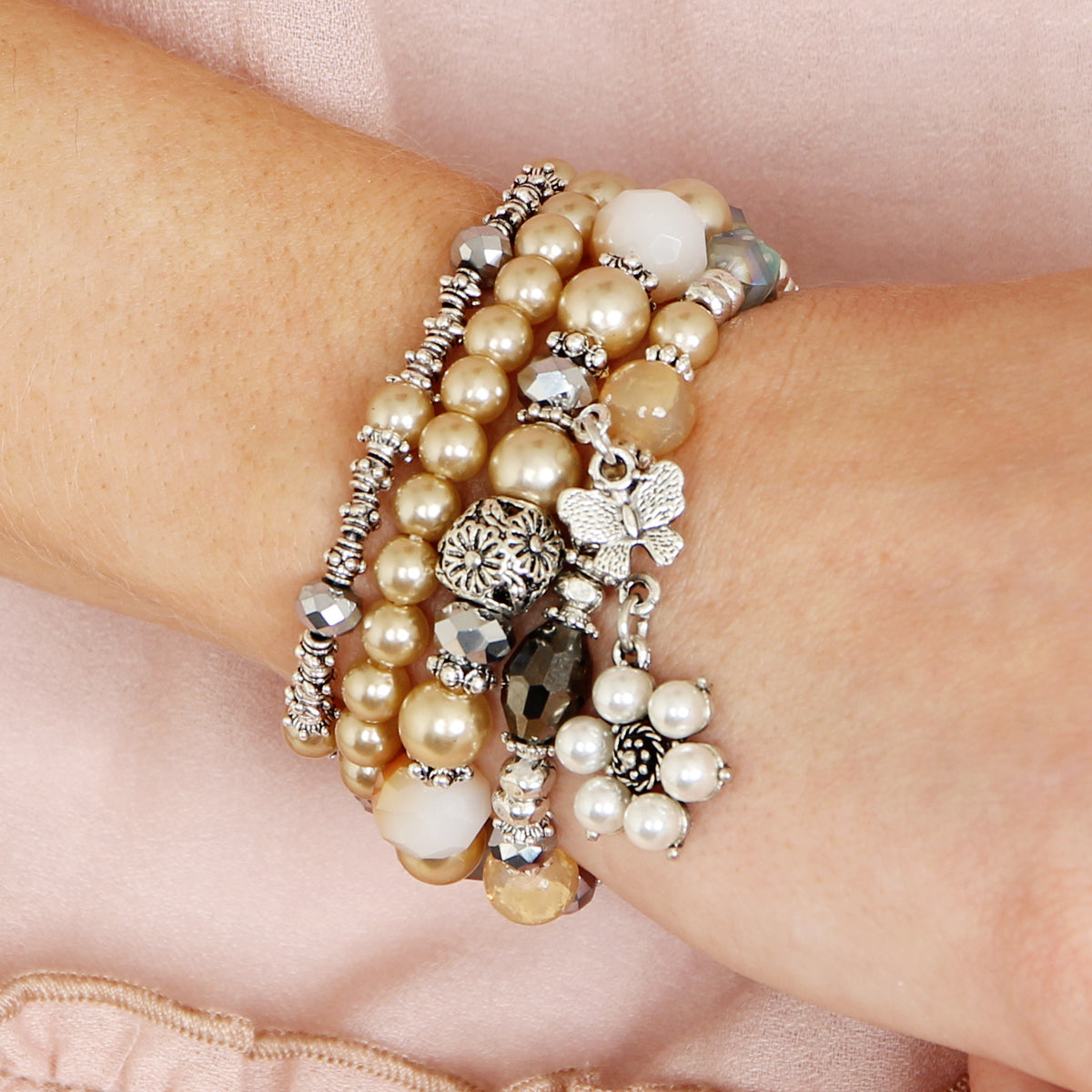 Butterfly Pearl Classy Stackable Bracelet