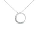 14K Gold 1/4 Cttw Round-Cut Graduating Diamond Open Circle Hoop 18" Pendant Necklace (J-K Color, I1-I2 Clarity).