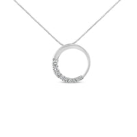 14K Gold 1/4 Cttw Round-Cut Graduating Diamond Open Circle Hoop 18" Pendant Necklace (J-K Color, I1-I2 Clarity).