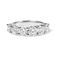 14K White Gold 3.0 Cttw Lab-Grown Diamond Shared Prong Set 6 Stone Band Ring (G-H Color, VS2-SI1 Clarity).