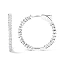 14K White Gold Natural Princess Cut Diamond Inside Out Hoop Earrings (G-H Color, SI2-I1 Clarity).