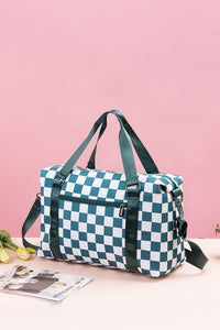 Zenana Checkered Multi-Pocket Travel Bag.